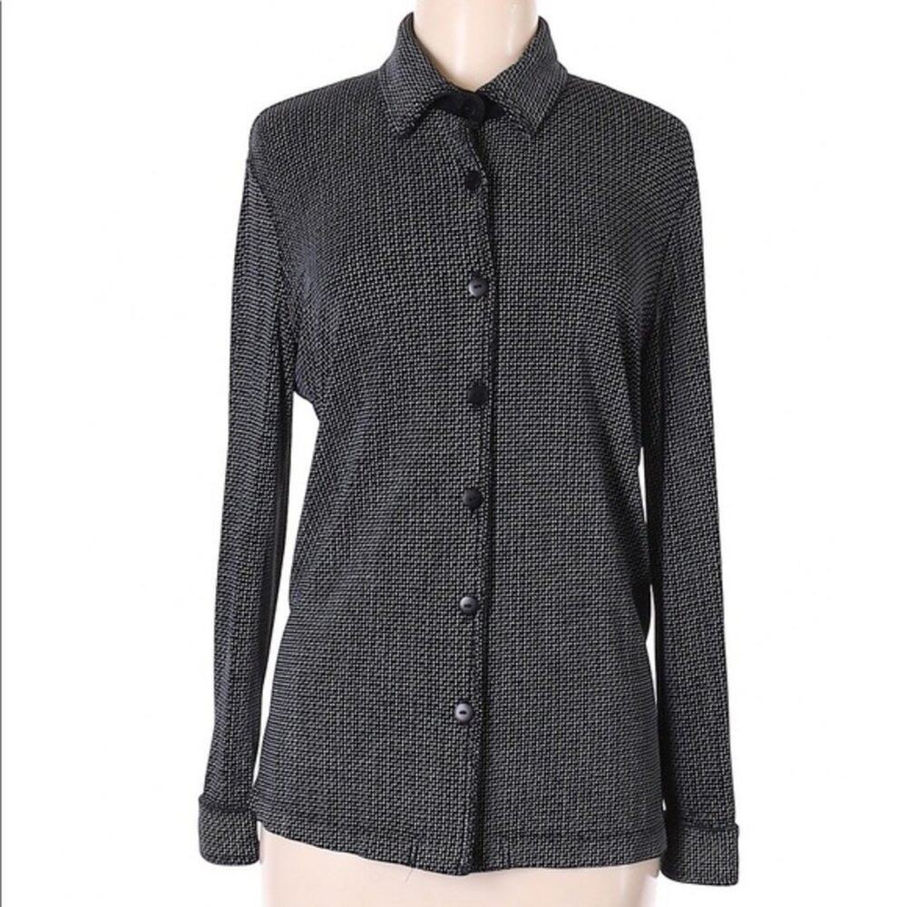 Draper’s & Damon’s black & white button down long sleeve dress shirt medium